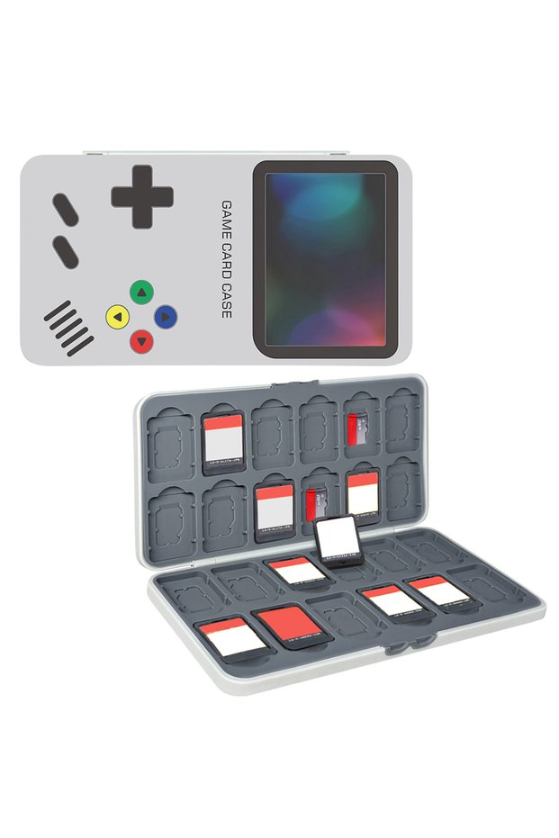 WHITE Game Card Holder Storage Box, 24 Game Slots and 24 Micro Sd Card Slots, Suitable for Switch, L