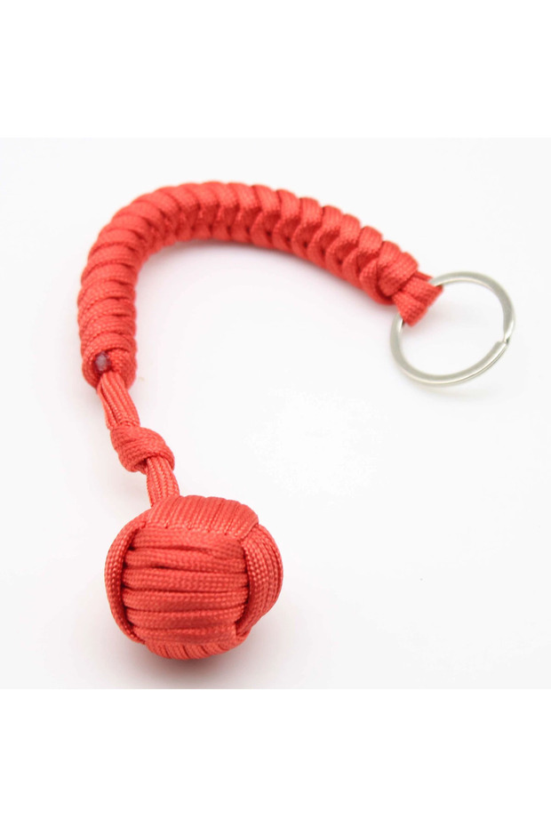 Red Outdoor Safety Protection Black Monkey Fist Steel Ball Girl Bearing Self-defense Lanyard Surviva