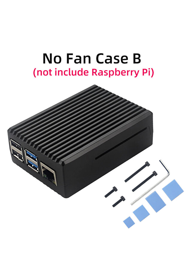 Without Fan B Aluminum Case for Raspberry Pi 4 Model B Armored Shell Passive Cooling Radiator Option