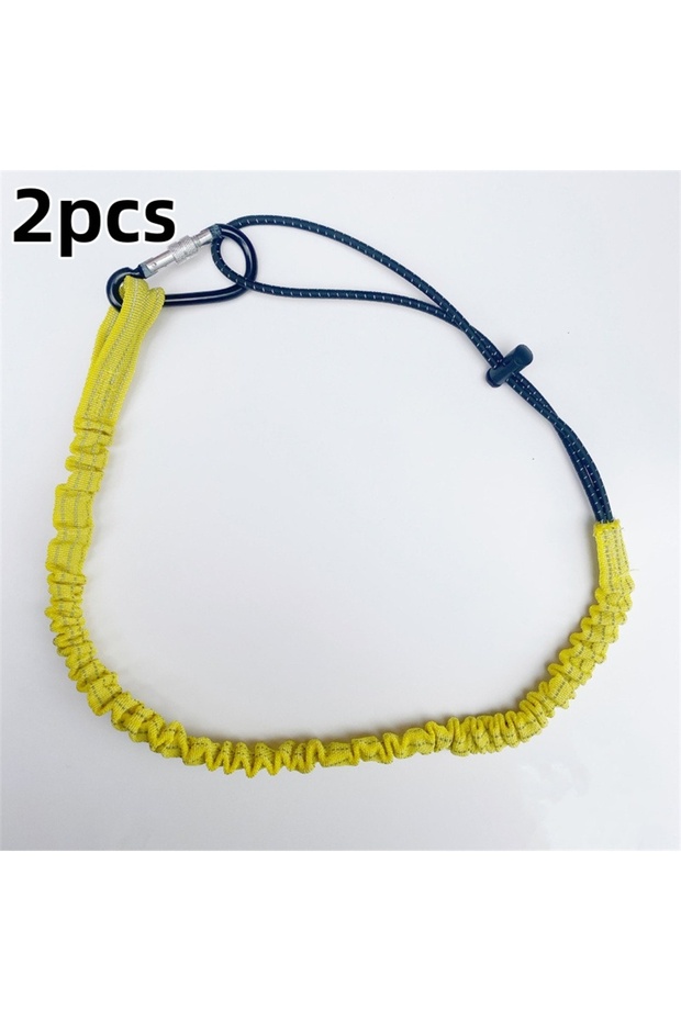2pcs yellow Professional High Altitude Protective Safety Elastic Buffer Sling Belt Carabiner Hook Ae
