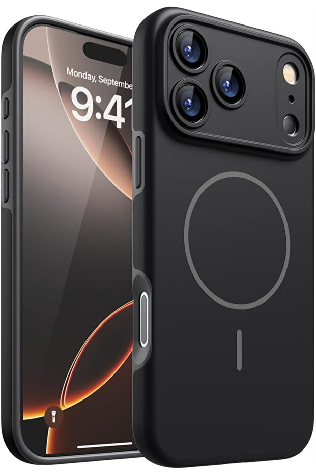 جراب سيليكون مغناطيسي أسود ناعم لهاتف iPhone 17 Pro Max، متوافق مع Magsafe، متوافق مع iPhone 17 Air و16 و15 و14 و13 و12 Pro Max