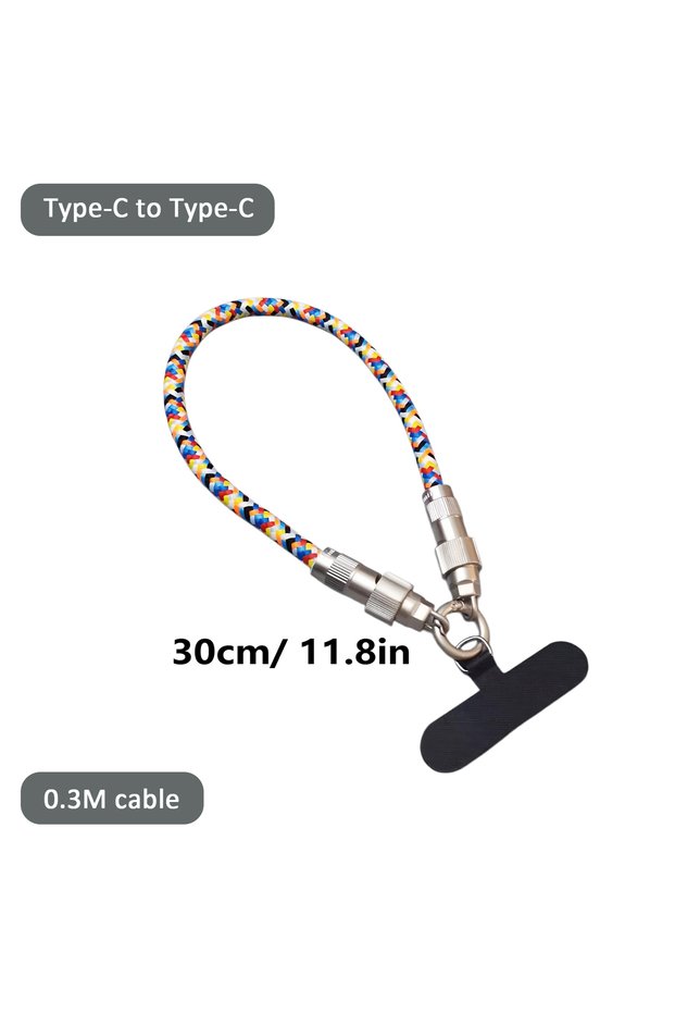 0.3M cable 2IN1 Lanyard 240W PD Cable for Phone Tablet Dual Type C Fast Charging Cord 0.3M 1.2M Port
