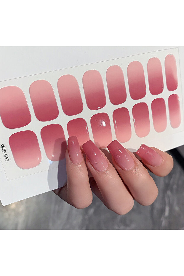 Cs63 1 Sheet Semi Cured Wrap Gradient Nail Sticker Multi Color Solid Gel Full Cover Slider No Need U