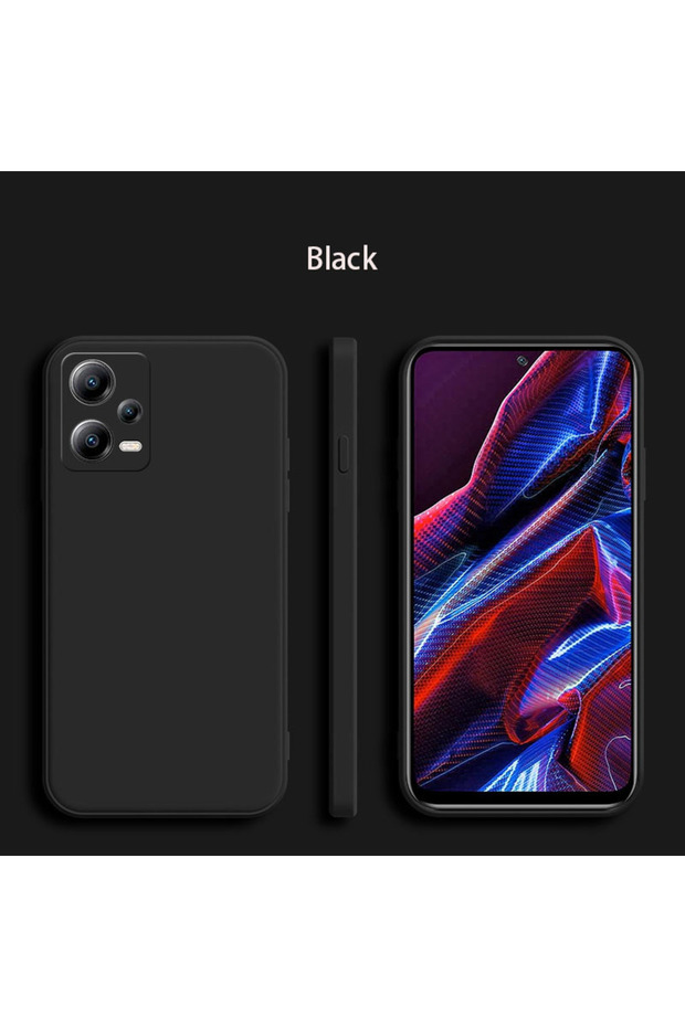 جراب سيليكون أسود مربع غير لامع لهاتف Redmi Note 12 Pro 5G، متوافق مع هواتف Redmi 12 و Redmi Note 12 و 12S و 12C و Note 12 Pro