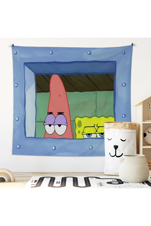 40X60CM GT2-0424-003 Potdemiel SpongeBob Octopus Brother Cartoon Hanging Cloth Bedroom Wall Decorati