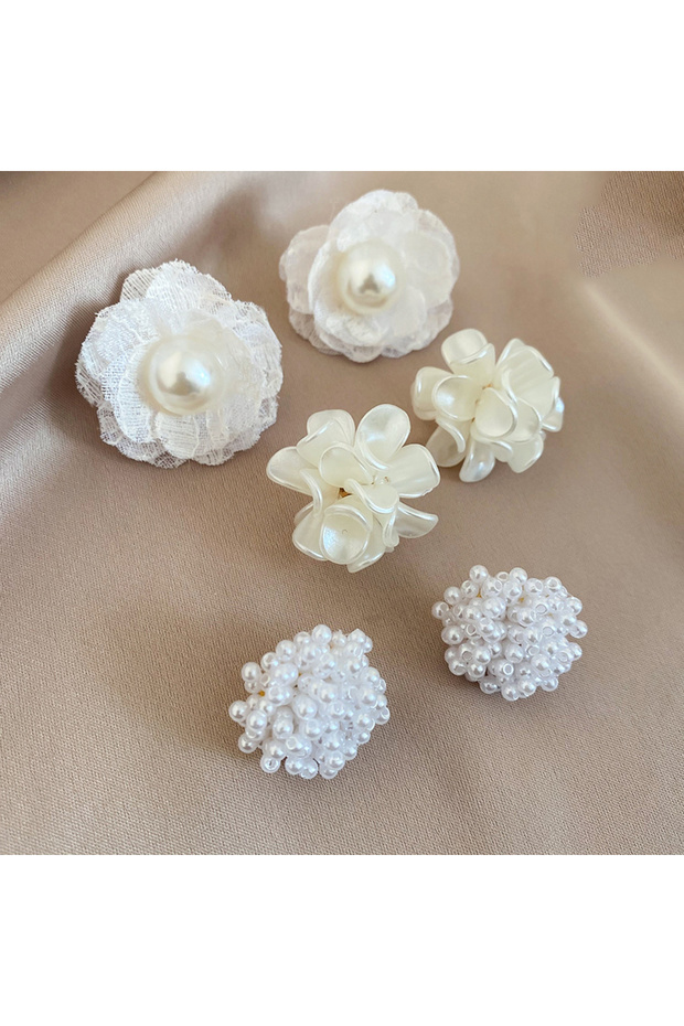 6 pcs set 2 6/10/12 Pcs Simulated Pearl Round Square Stud Earrings Small French Elegant Daity Ear St