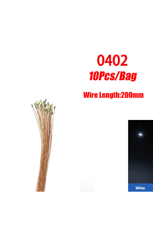 0402 white 10pcs 0402 0603 SMD Lamp Wired Micro Led Pre-Soldered Micro Litz Wired Chip 20cm 3V Railw