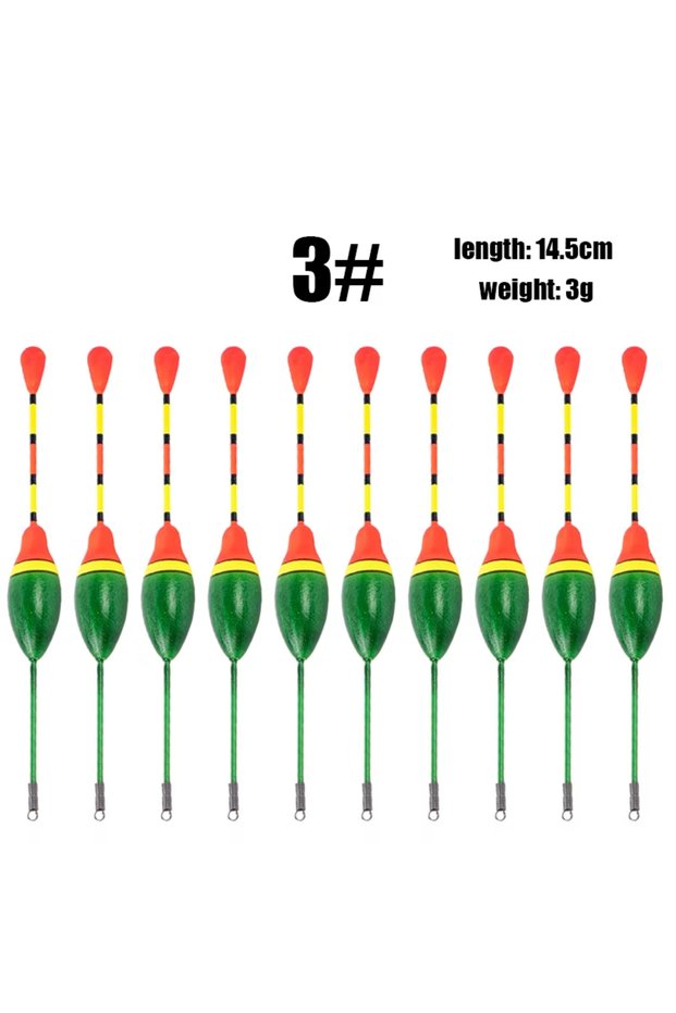 10pcs green 10Pcs/Lot Promotion Fishing Floats Set Mix Size Color Foam Float Buoy Bobber for Fishing