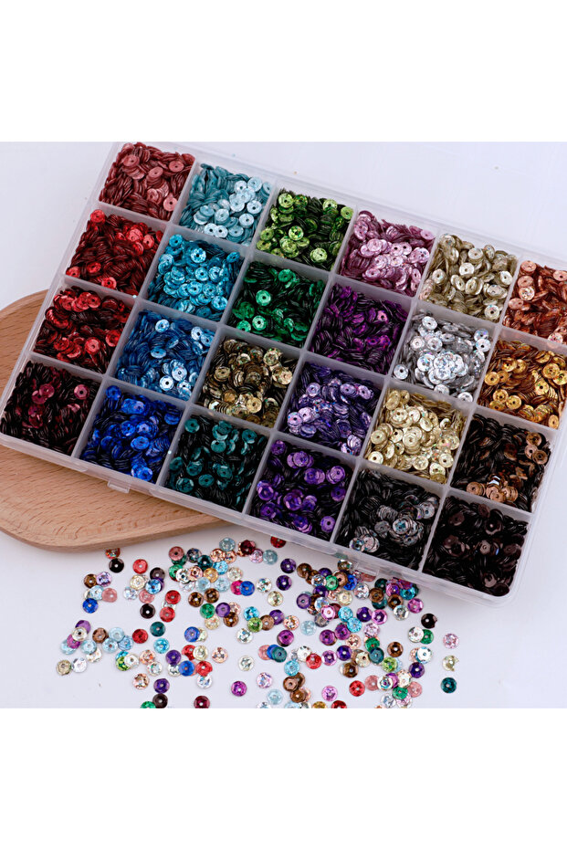 S1 24 Colors Bright Sequins Round Flatback Confetti Paillettes Sewing Wedding Dress DIY Crafts Acc