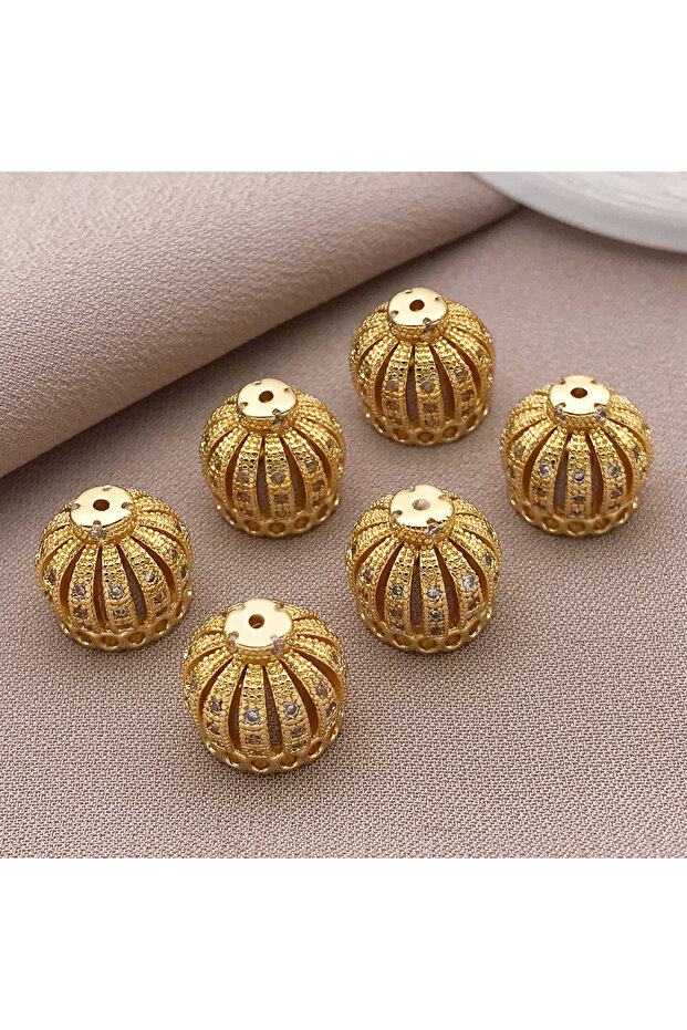 2pcs T938-11mm 2/5pcs/lot 18K Gold Plated Brass with Zircon Crown Beads Caps For Bracelets,Tassel Be