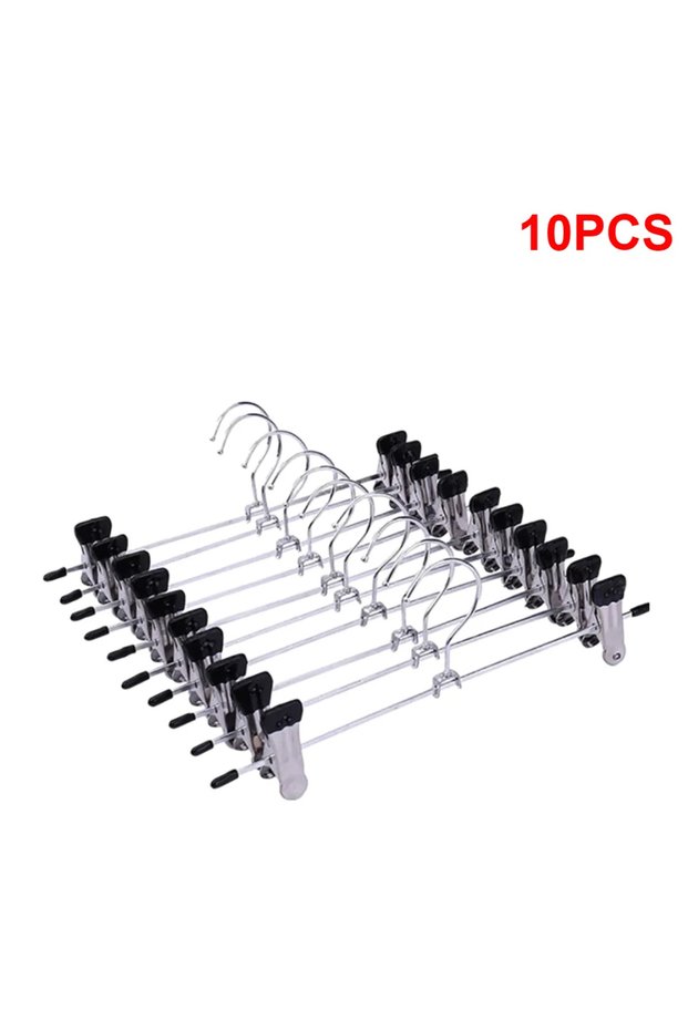 10PCS B9797A 10/20Pcs Pants Hangers with Clips Adjustable SkirtHangers for Women Non-Slip Trousers H