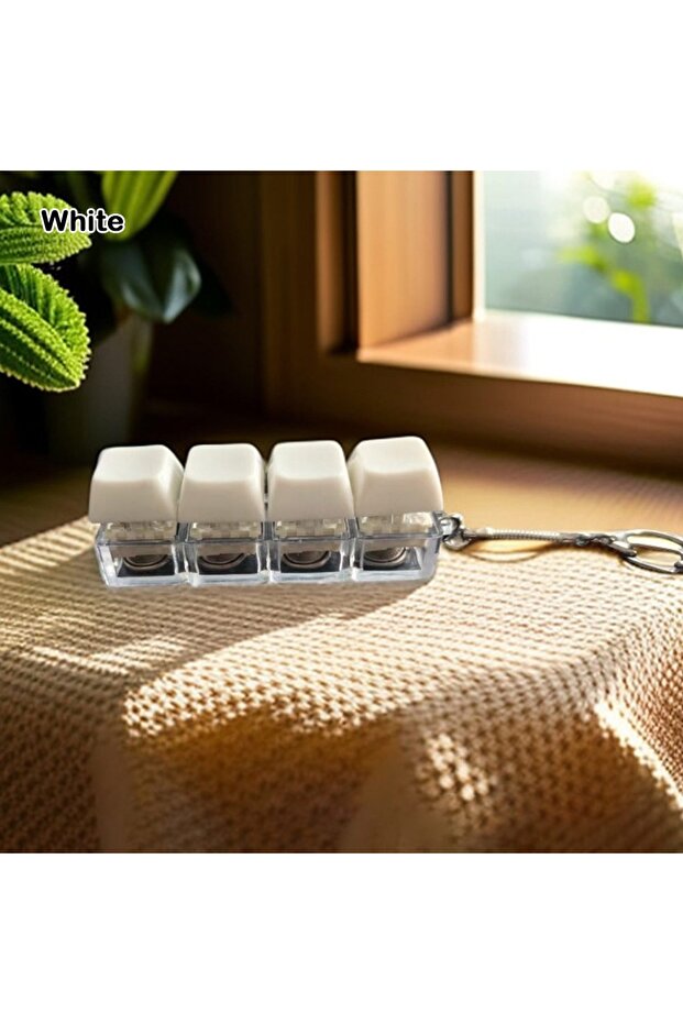 White Diy Keycaps Keyboard Fidget Toys Stress Relief with Keychain Keyboard Keychain Finger Button 4