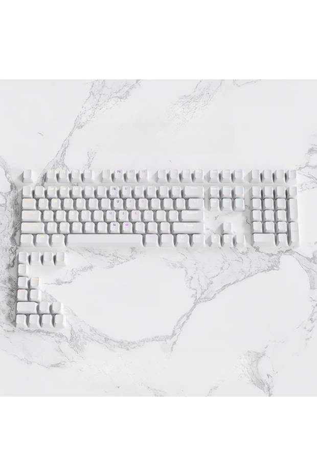 White(opp) 133+ Keys Snow White Custom RGB Backlit Keycap Cherry Profile Minimalist Double Shot PBT