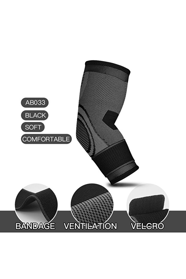 M black 1 PC Elbow Support Elastic Gym Fitness Nylon Protective Pad Absorb Sweat Sports Safety Baske