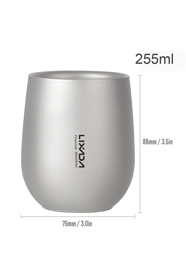 255ml Lixada 255ml Ultralight Titanium Double Wall Insulated Water Cup Tea Cup Mug for Outdoor Campi