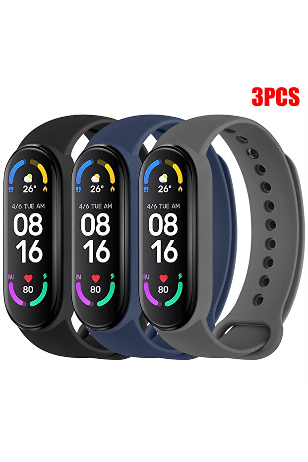 Mi band 4 3 Black Blue D-Gray 1-3Pcs Watchband For Mi Band 7 6 4 5 3 Bracelet Xiaomi Mi Band Strap O