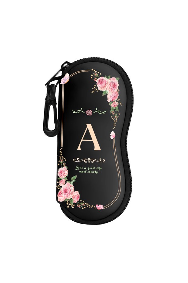A Letter A-Z Travel Zipper Eyeglasses Case Lightweight Sunglasses Case Women Men Everyday Use