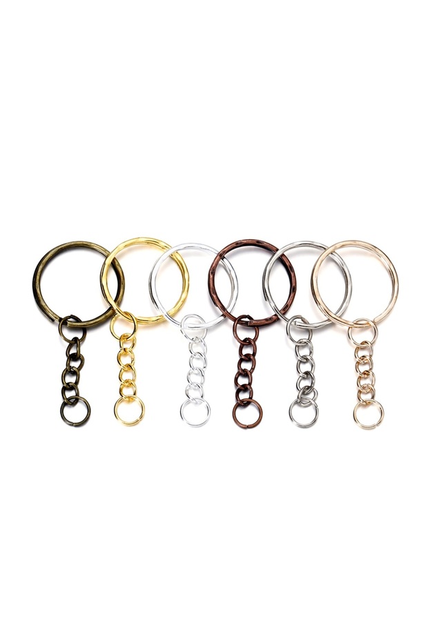 25mm x 50Pcs Mixed 02 50Pcs/Lot Key Ring Key Chain Round Split Keyfob Keyrings With Jump Ring For Ke