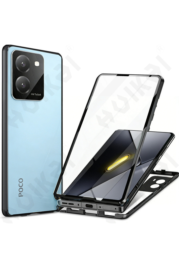 Black Xiaomi Poco X8ProMax Case For Poco X8 Pro Max Magnetic 360 Protection Front Back Tempered Gla