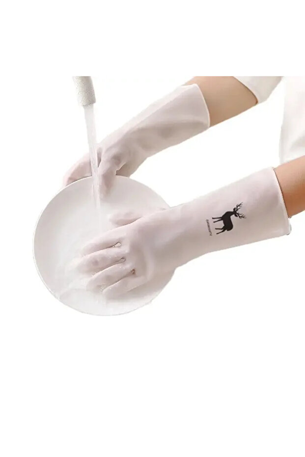 M Little deer Waterproof Housework Cleaning Gloves Kitchen Cleaning Latex Laundry Dishwashing Gloves