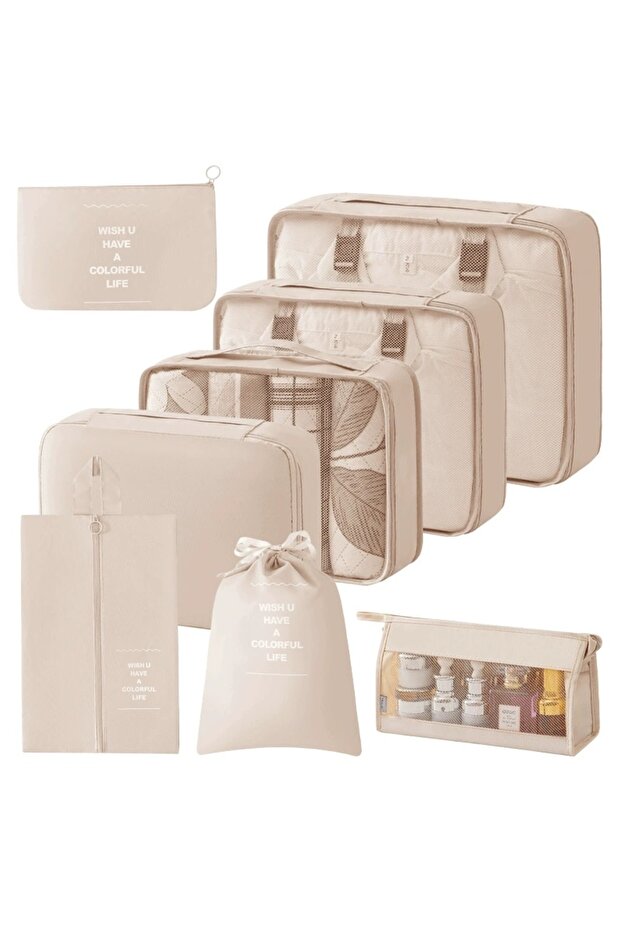 8 PCS Beige 7/8/9/10 Pcs Set Travel Organizer Storage Bags Suitcase Packing Cubes Set Cases Portable