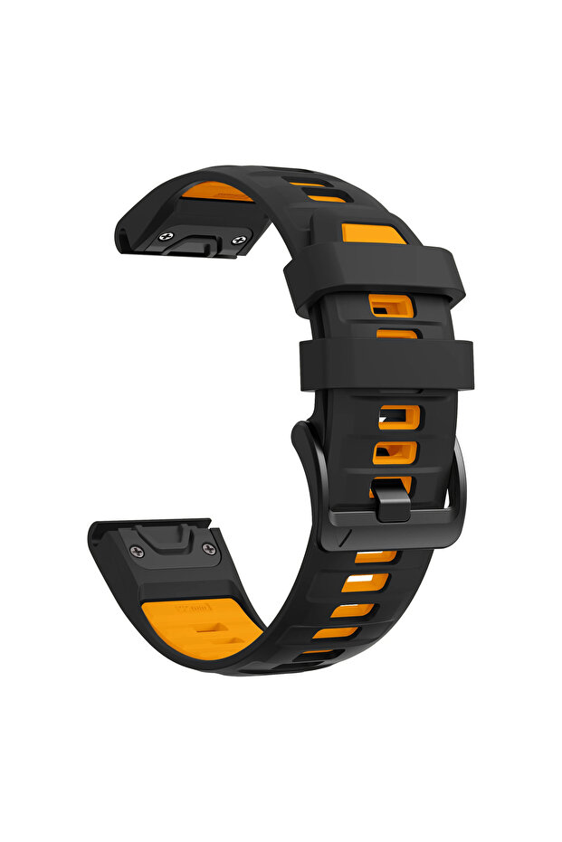 1PCS QuickFit 26mm Black Orange Sport Silicone Strap for Garmin Fenix 8 Pro 47mm 51mm E 7 7X/Epix Pr