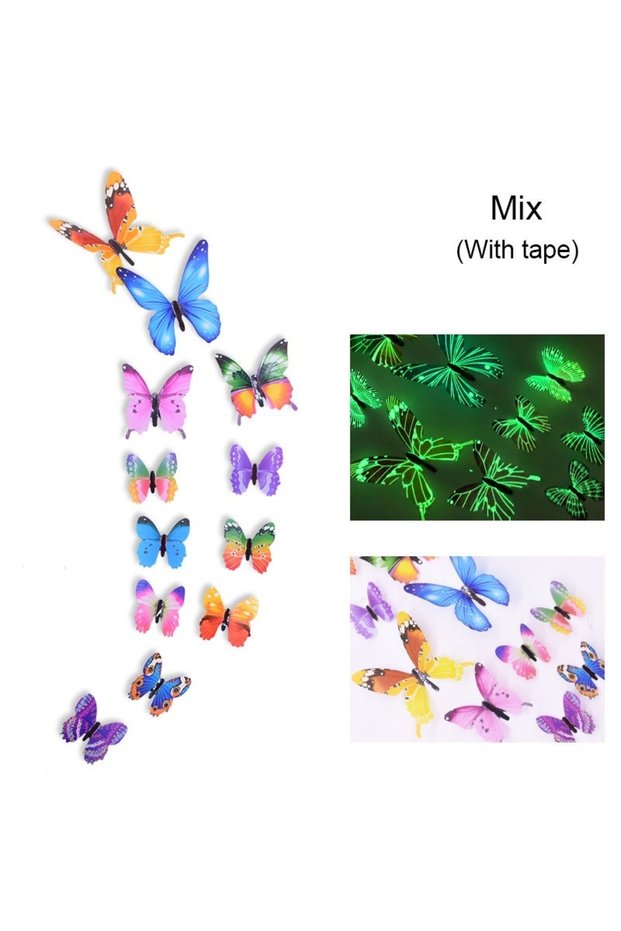 12PCS Multiple Color 12-48PCS Luminous Butterfly Wall Stickers Living Room Butterflies For Wedding P