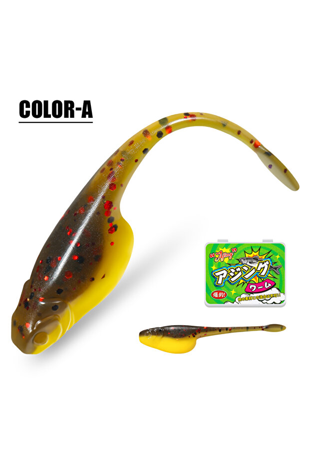 Color-A Rosewood Crappie Minnow Shad Soft Baits 5cm Ajing Worm Fishing Lure Willow Tail TPR Floating