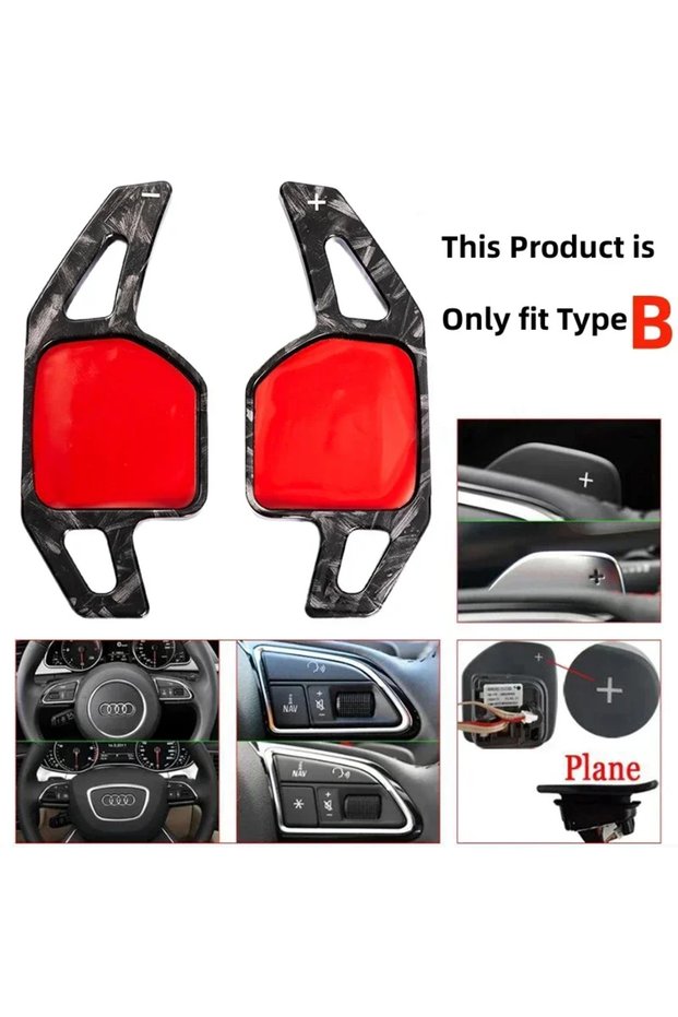 For Type B Black Carbon Fiber Print ABS Steering Wheel Paddle Shifter For Audi A3 S3 8V A4 S4 A5 S5