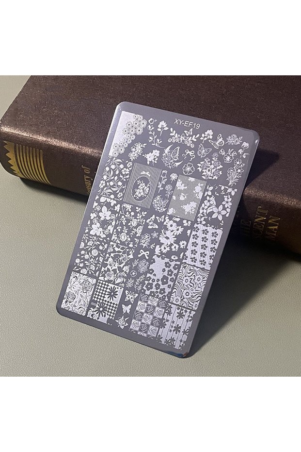 XYEF19 1pcs Nail Art Stamping Plate Transfer Printing Template Butterfly Lace Hollow Out Patterns Te