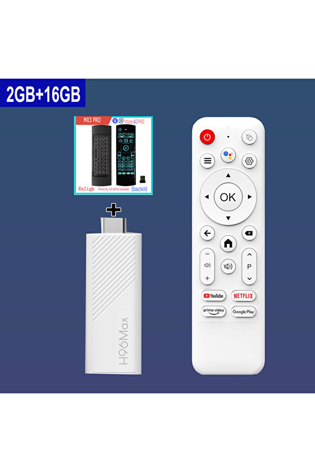 2GB16GB MX3PRO Android TV Stick H96 Max H313 Allwinner Quad Core 4K Wifi6 BT Voice Assistant Remote