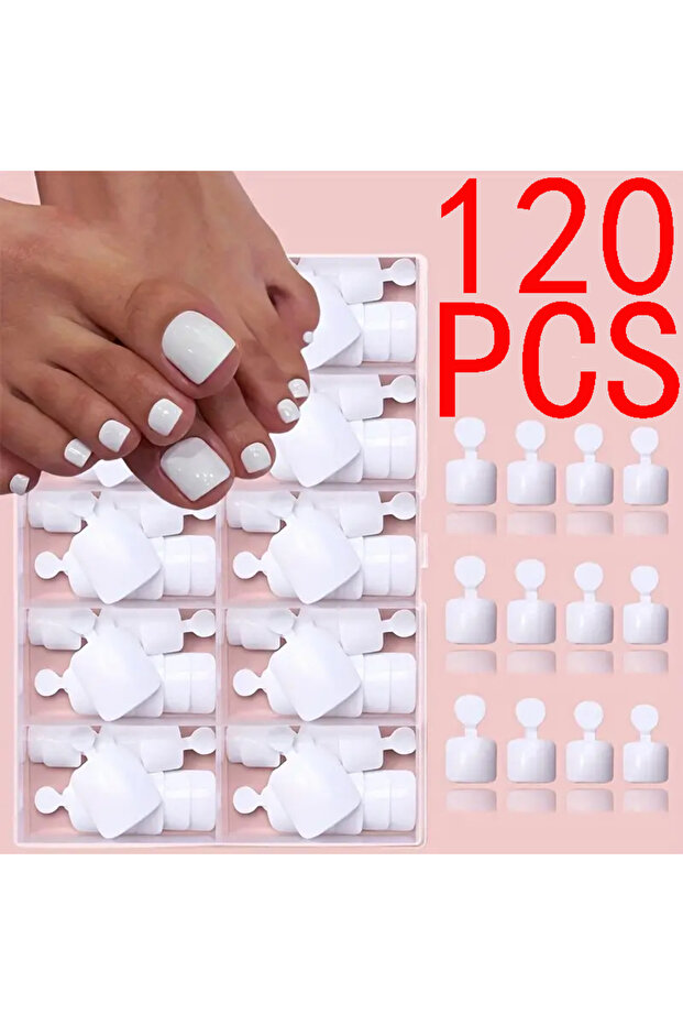 WHITE 120pcs Instantly Upgrade Your Look With White Square Short Full-Coverage False Nail Set