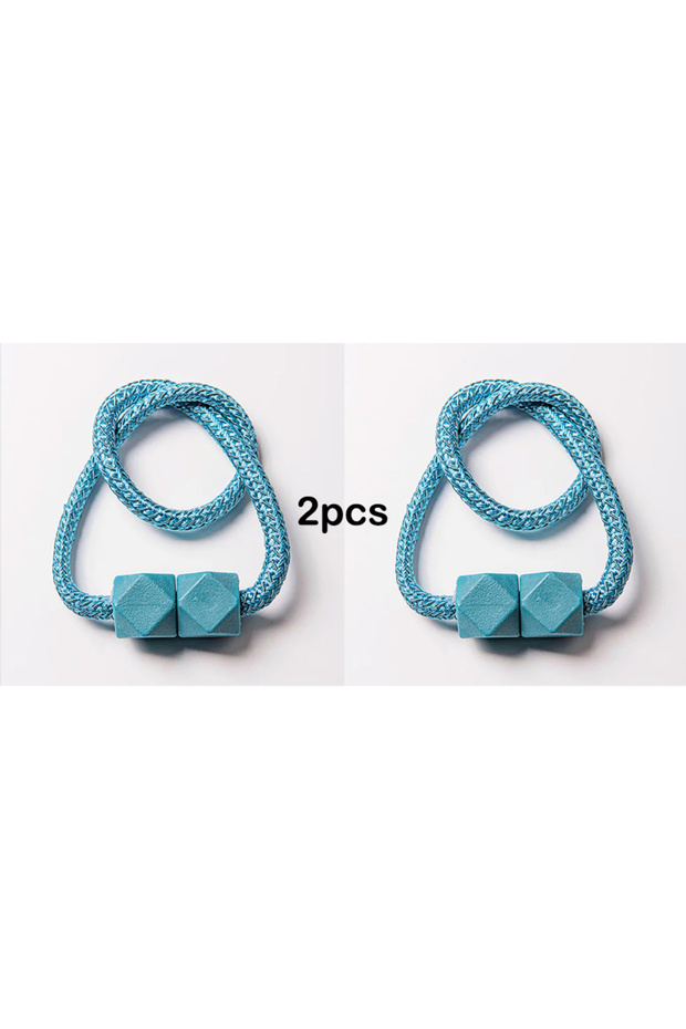 sky blue 2pcs Curtain Tiebacks with Strong Magnet Thick Rope Design Bedroom Living Room Kitchen Dura