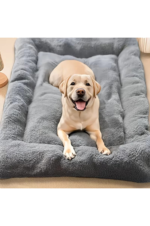 black Oversized Plush Dog Cat Bed Sofa Crate Pad Ultra Soft Polyester Pet Mat for All Size Cats Dogs