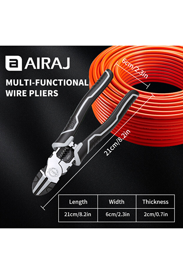side cutters AIRAJ 3 PCS Multifunctional Electrician Wire Pliers Heavy Duty Alloy Wire Cutters Diago