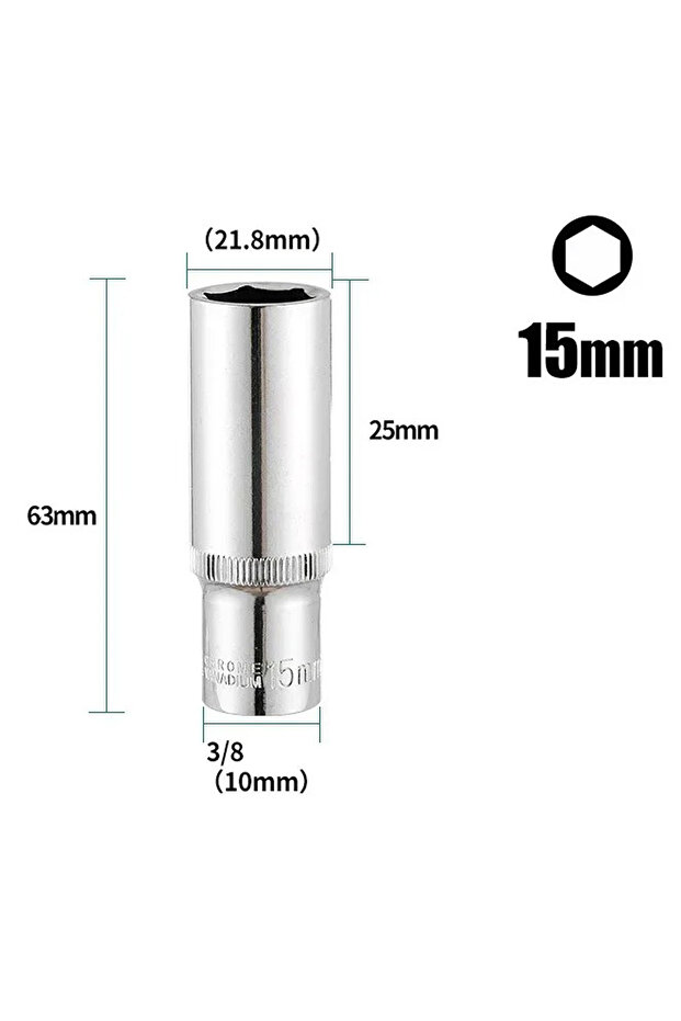 15mm 8-24mm 3/8Drive Deep Socket Set Hand Tools Long Socket Hex Repair Tool For Impact-Drivers And S
