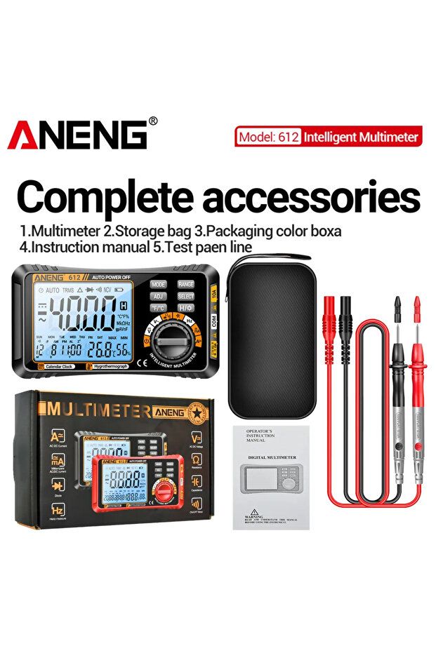 ANENG Black Digital Multimeters 3 In1 ANENG 612 Smart Professional AC/DC Current Voltage Capacitance