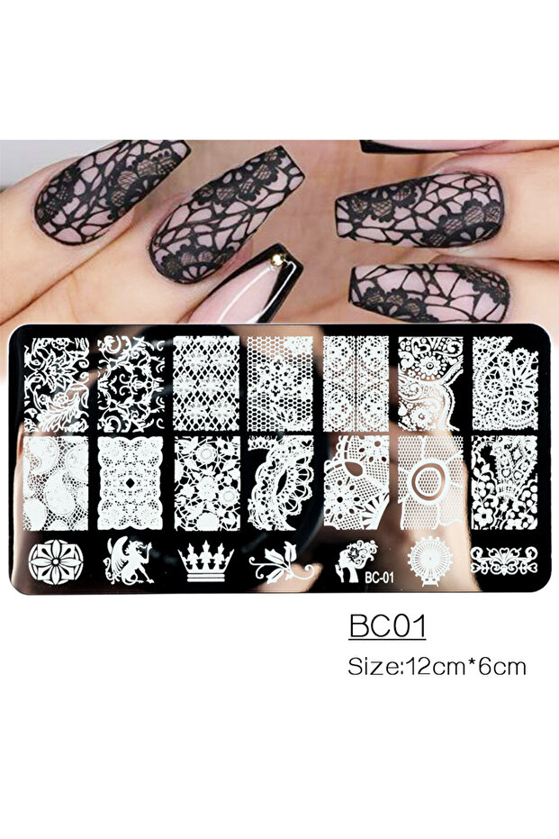 BC01 1PC Wedding Nail Art Stamping Plate Romantic Elegant Lace Flower Ribbon Butterfly Pattern Print