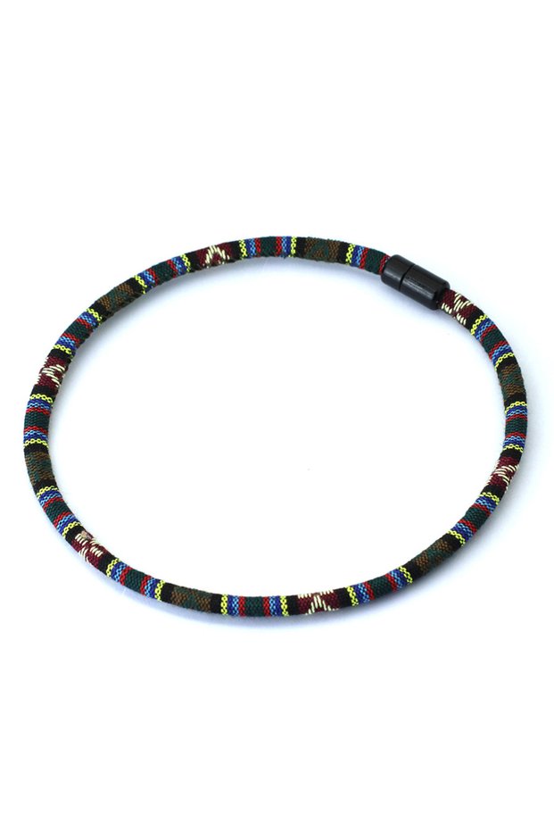 darkgreen Stylish Bohemia Etnnic Fabric Necklace Bracelet Men Women Magnetic Clasp 20 Inches Short C