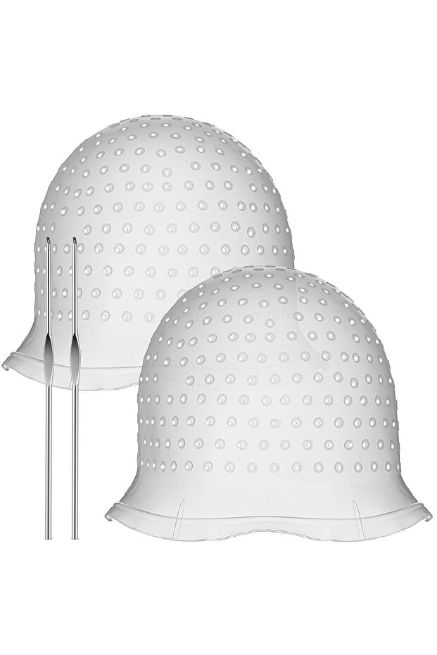 2 PCS Salon Hair Coloring Cap Reusable Silicone Highlight Cap with Hook Hair Dye Hairstyling Cap wit