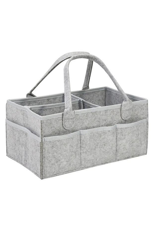 Grey Baby Stroller Organizer - Foldable Mommy Tote Bag & Diaper Storage Hanging Basket | Portable &