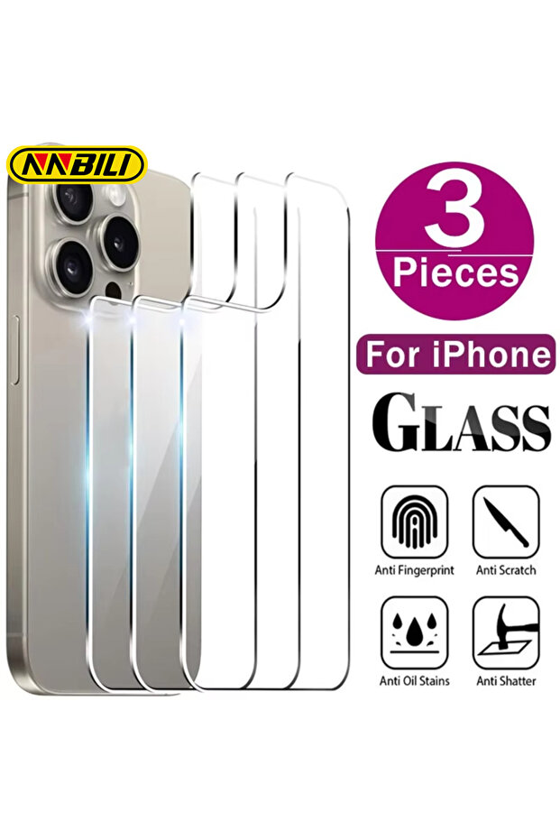 1 Back Glass For iPhone 15 NNBILI 1-3PCS Back Screen Tempered Glass For iPhone 17 16 15 12 14 13 11