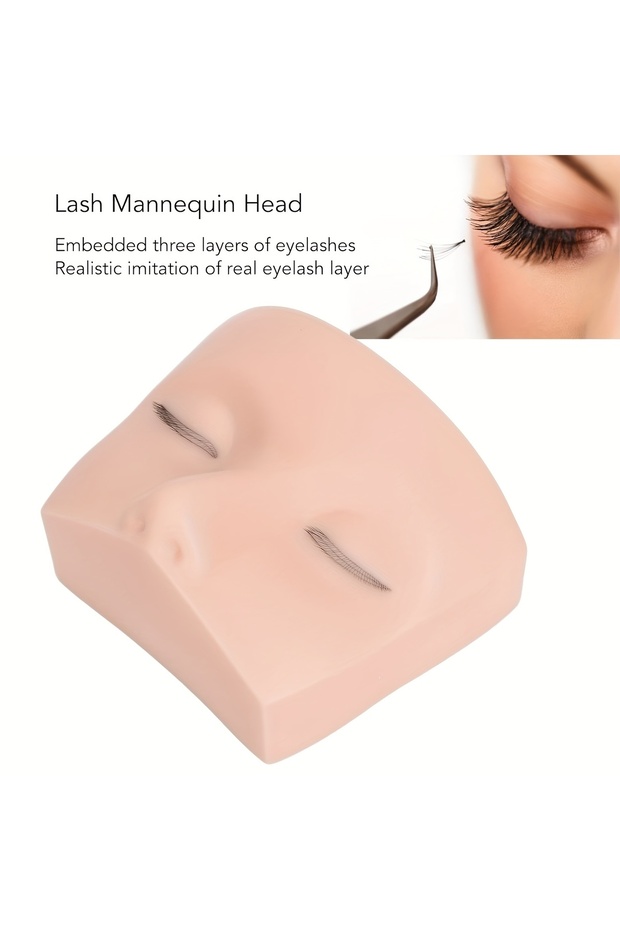 Lash Mannequin Head Makeup Mannequin Head Eyelash Extensions Practice Face Model, Soft Elastic Si...