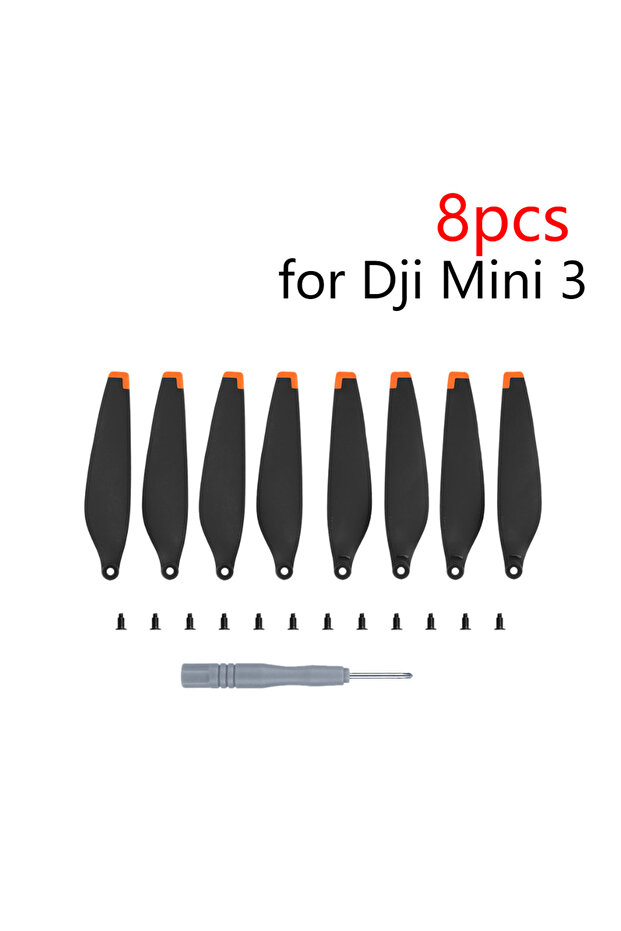 8 قطع من مراوح 8X دقيقة ومرنة باللون الأسود والبرتقالي لـ DJI Mini 3/3 Pro Props Blade Replacement Light