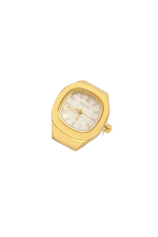 One Size Coffee Creative finger ring watch mini quartz watch adjustable time watch ring simple styli