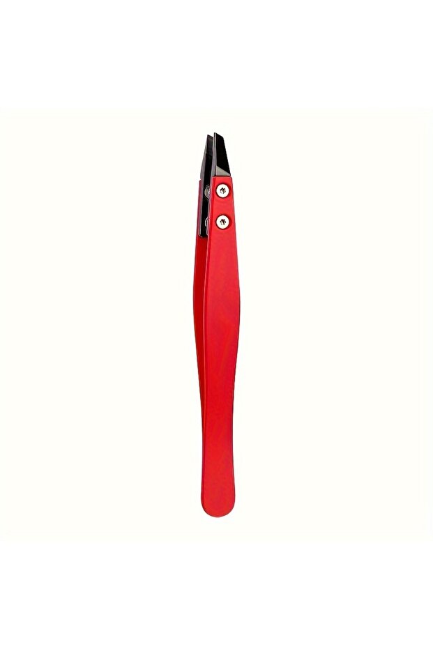 Red Zirconia Ceramic Pointed Tweezers Stainless Steel Tweezers with Slanted Tips Edges Eyebrows Bear