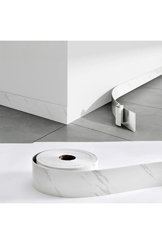 5mX10cm Venice White 1pc 10cm X 5m PVC Self-Adhesive Marble Baseboard Sticker - Waterproof Skirting