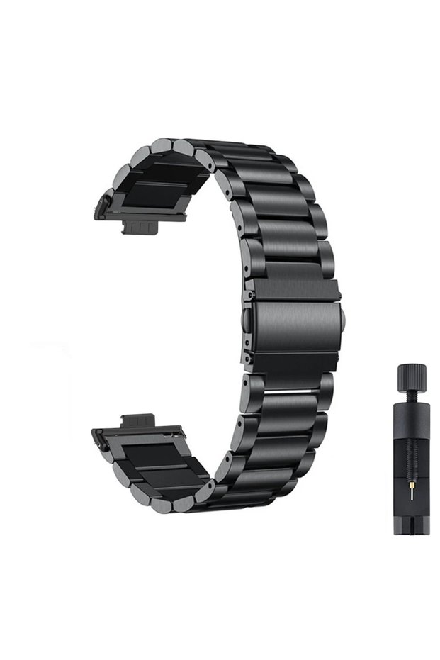 For Huawei Fit 3 black Stainless Steel Suitable For Men And Women, Metal Three-bead Strap For Watch