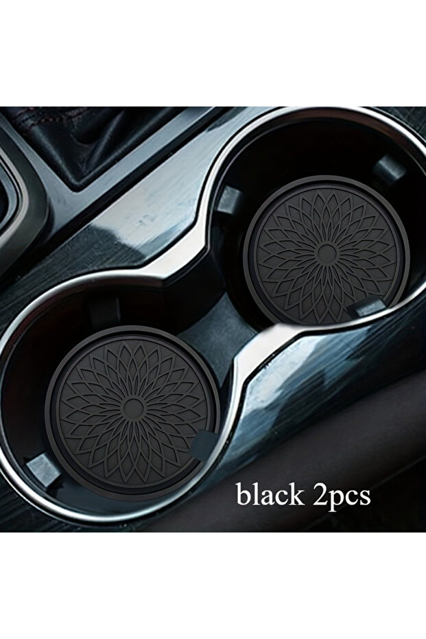 black 2pcs 2Pcs New car Water Coaster New Flower Car Anti-Slip Coaster Water Cup Holder Storage Pad