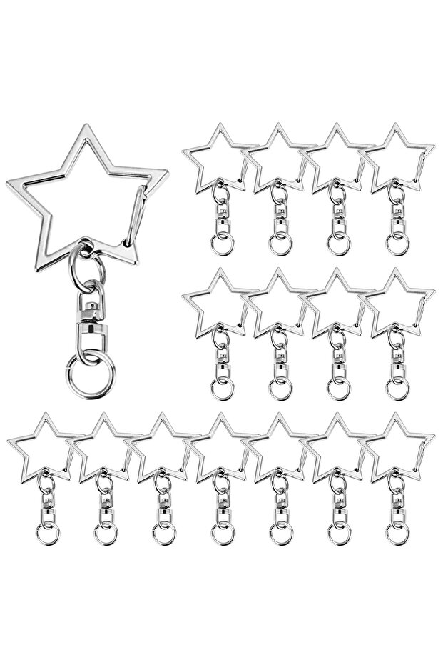 20 Sets Silvery 10/20/30 Sets Star Shaped Lobster Claw Clasp Snap Keychain Clip with Hanging Buckle